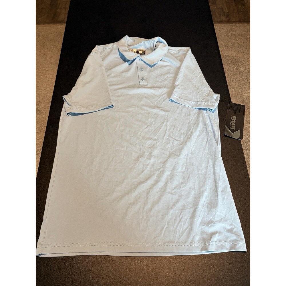 RBX Mens Small Light Blue Venture Active Performance Golf Polo Shirt NWT
